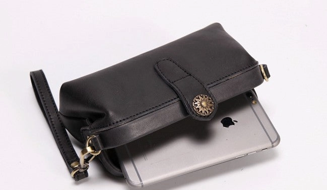 Vintage LEATHER Womens Wristlet Bag Doctor Long Wallet Mini Shoulder Bag FOR Women