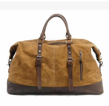 Vintage Military Canvas Leather Men Travel Bags Carry On Luggage Bags Men Duffel Bags Travel Tote