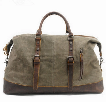 Vintage Military Canvas Leather Men Travel Bags Carry On Luggage Bags Men Duffel Bags Travel Tote