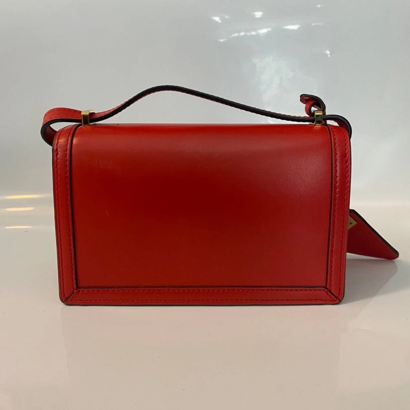 Vintage Prada Triangle Red Leather Crossbody Bag