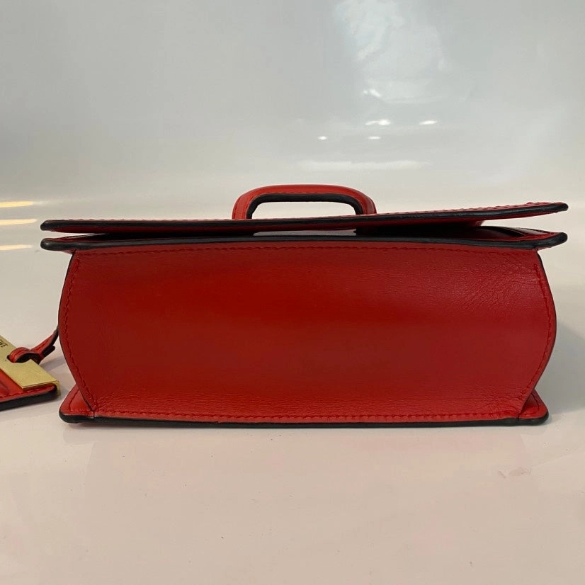 Vintage Prada Triangle Red Leather Crossbody Bag