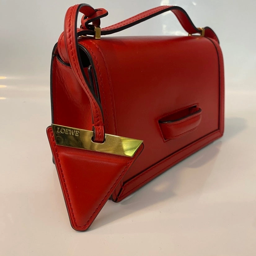 Vintage Prada Triangle Red Leather Crossbody Bag
