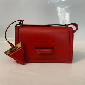 Vintage Prada Triangle Red Leather Crossbody Bag