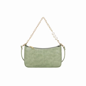 Vintage Stone Pattern Pearl Chain Underarm Bag