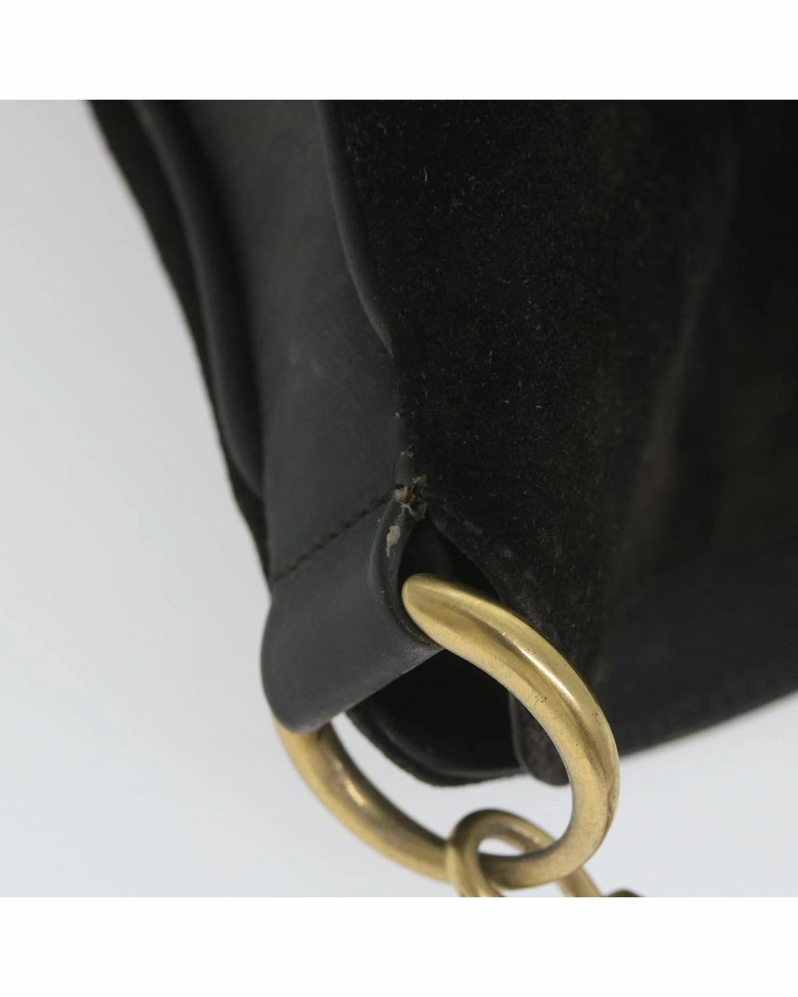 Vintage Suede Shoulder Bag Bamboo Handle