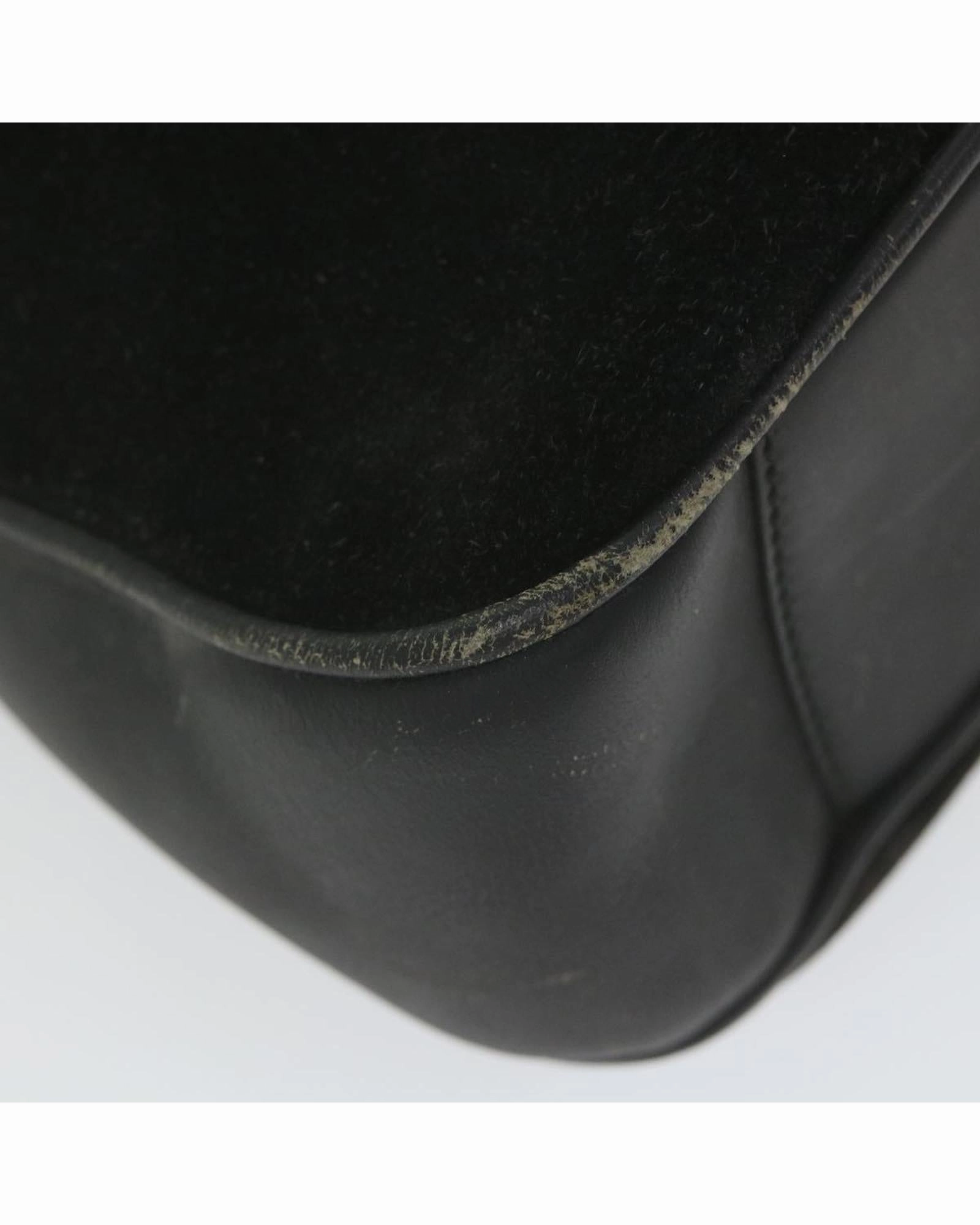 Vintage Suede Shoulder Bag Bamboo Handle