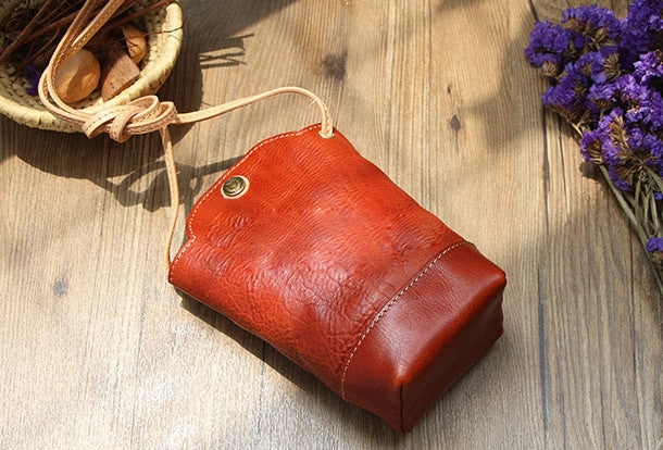 Vintage Womens Black Leather Shoulder Bucket Bag leather phone Bucket bag for women Side bag crossbody bag