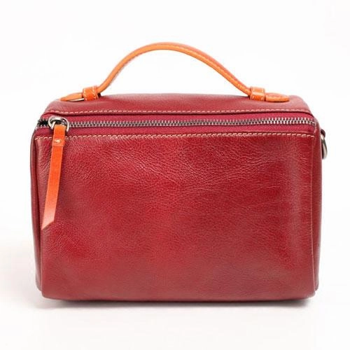 Vintage Womens Leather Red Satchel Handbag Shoulder Bag Leather Square Crossbody Bag Purse