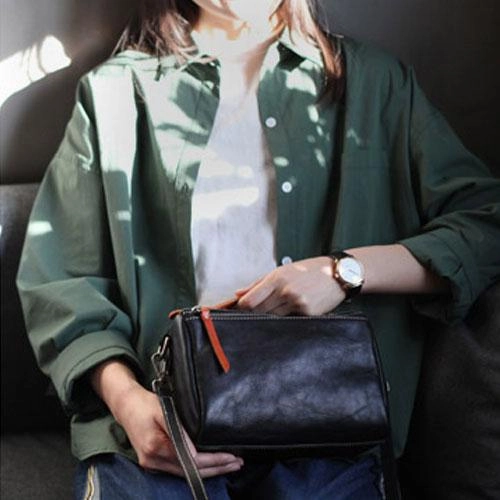 Vintage Womens Leather Red Satchel Handbag Shoulder Bag Leather Square Crossbody Bag Purse