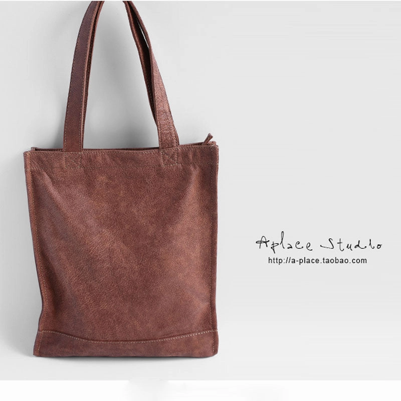Vintage WOMENs LEATHER Small Handbag Tote Bag Work Tote Shoulder Purse FOR WOMEN