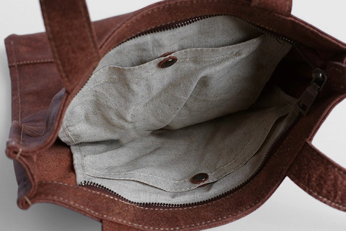 Vintage WOMENs LEATHER Small Handbag Tote Bag Work Tote Shoulder Purse FOR WOMEN