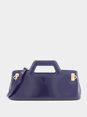 Wanda East-West Top Handle Blue Bag