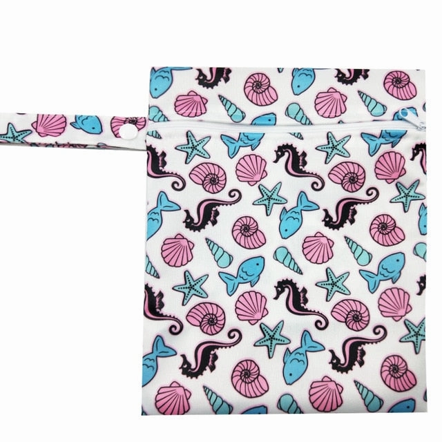 Waterproof Reusable Wet Bag Printed Pocket Nappy Bags PUL Travel Wet Dry Bags Mini Size 25x20cm Diaper Bag