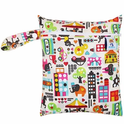 Waterproof Reusable Wet Bag Printed Pocket Nappy Bags PUL Travel Wet Dry Bags Mini Size 25x20cm Diaper Bag