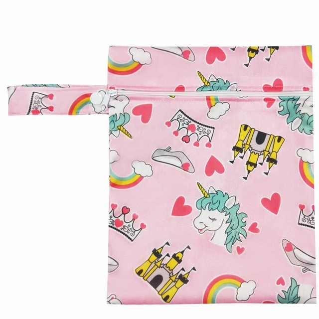 Waterproof Reusable Wet Bag Printed Pocket Nappy Bags PUL Travel Wet Dry Bags Mini Size 25x20cm Diaper Bag