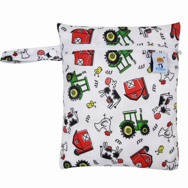 Waterproof Reusable Wet Bag Printed Pocket Nappy Bags PUL Travel Wet Dry Bags Mini Size 25x20cm Diaper Bag