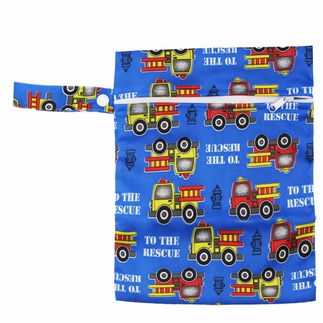 Waterproof Reusable Wet Bag Printed Pocket Nappy Bags PUL Travel Wet Dry Bags Mini Size 25x20cm Diaper Bag