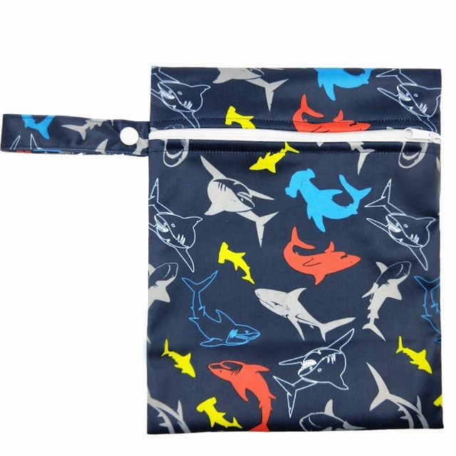 Waterproof Reusable Wet Bag Printed Pocket Nappy Bags PUL Travel Wet Dry Bags Mini Size 25x20cm Diaper Bag