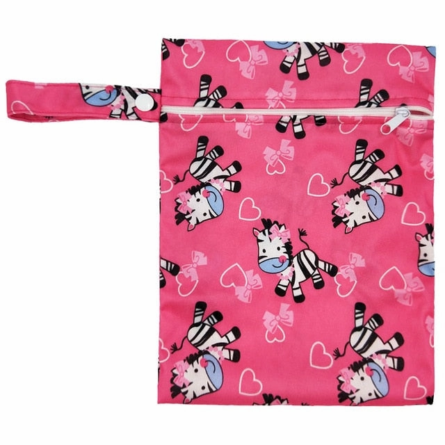 Waterproof Reusable Wet Bag Printed Pocket Nappy Bags PUL Travel Wet Dry Bags Mini Size 25x20cm Diaper Bag