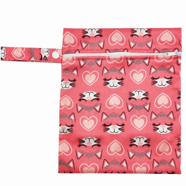 Waterproof Reusable Wet Bag Printed Pocket Nappy Bags PUL Travel Wet Dry Bags Mini Size 25x20cm Diaper Bag