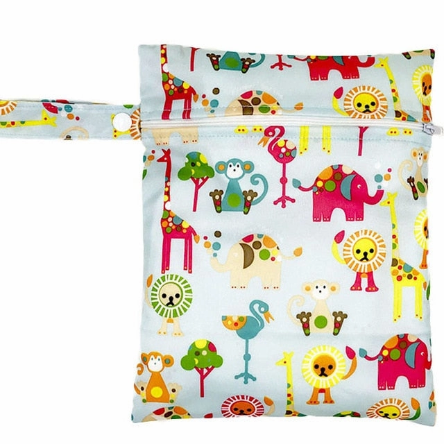 Waterproof Reusable Wet Bag Printed Pocket Nappy Bags PUL Travel Wet Dry Bags Mini Size 25x20cm Diaper Bag
