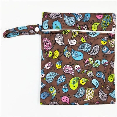 Waterproof Reusable Wet Bag Printed Pocket Nappy Bags PUL Travel Wet Dry Bags Mini Size 25x20cm Diaper Bag