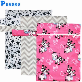 Waterproof Reusable Wet Bag Printed Pocket Nappy Bags PUL Travel Wet Dry Bags Mini Size 25x20cm Diaper Bag