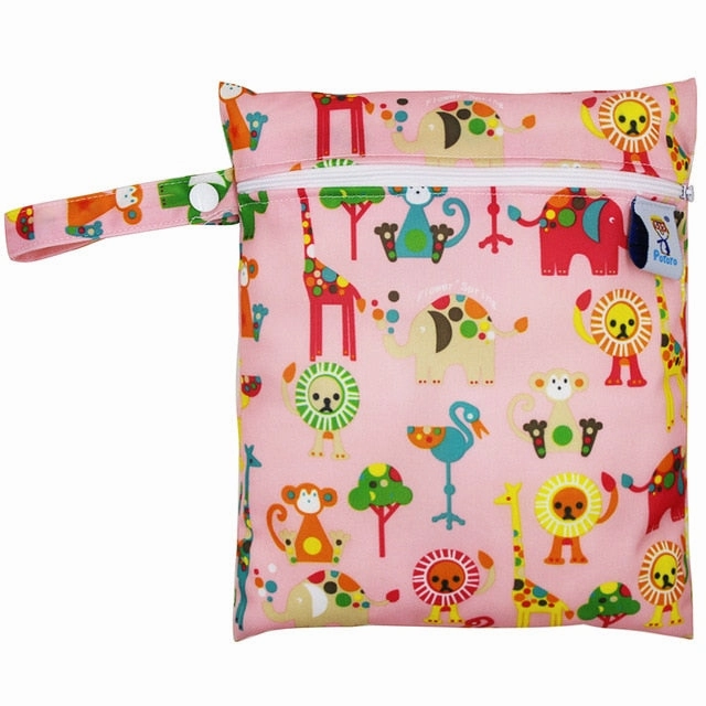 Waterproof Reusable Wet Bag Printed Pocket Nappy Bags PUL Travel Wet Dry Bags Mini Size 25x20cm Diaper Bag