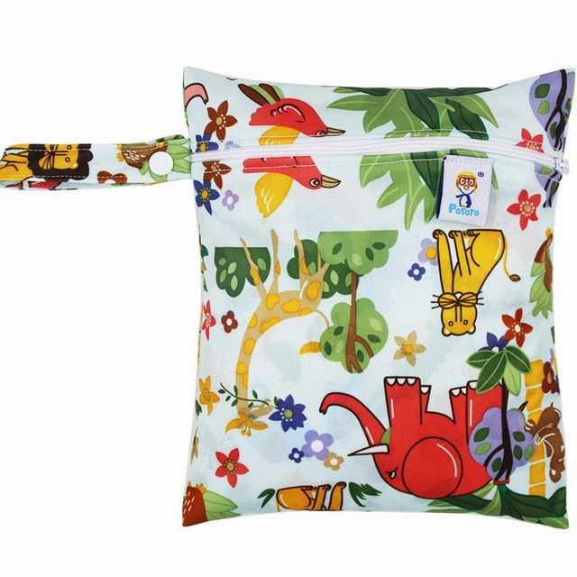 Waterproof Reusable Wet Bag Printed Pocket Nappy Bags PUL Travel Wet Dry Bags Mini Size 25x20cm Diaper Bag
