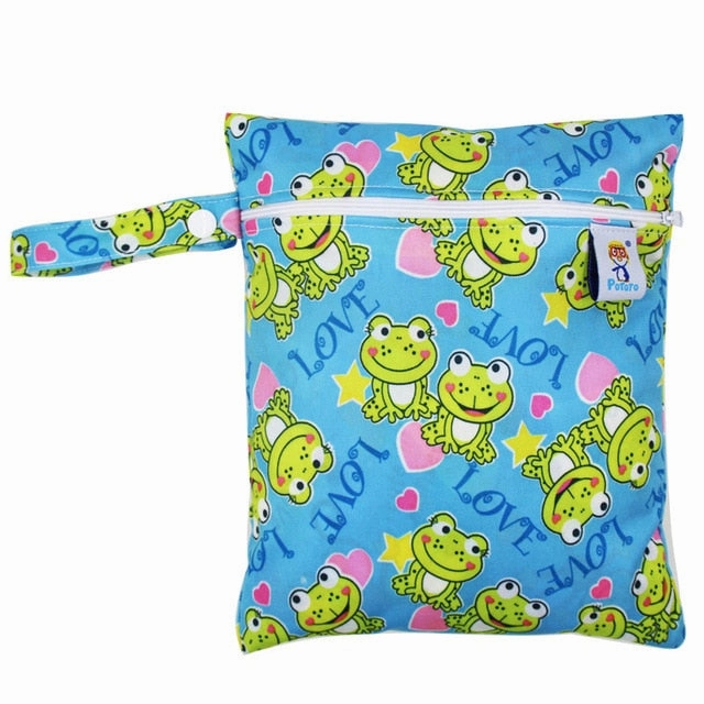 Waterproof Reusable Wet Bag Printed Pocket Nappy Bags PUL Travel Wet Dry Bags Mini Size 25x20cm Diaper Bag