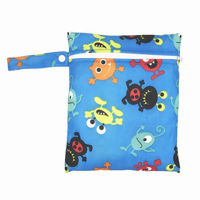 Waterproof Reusable Wet Bag Printed Pocket Nappy Bags PUL Travel Wet Dry Bags Mini Size 25x20cm Diaper Bag