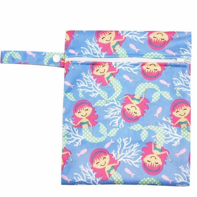 Waterproof Reusable Wet Bag Printed Pocket Nappy Bags PUL Travel Wet Dry Bags Mini Size 25x20cm Diaper Bag