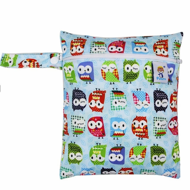 Waterproof Reusable Wet Bag Printed Pocket Nappy Bags PUL Travel Wet Dry Bags Mini Size 25x20cm Diaper Bag