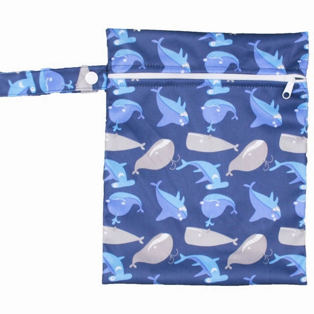 Waterproof Reusable Wet Bag Printed Pocket Nappy Bags PUL Travel Wet Dry Bags Mini Size 25x20cm Diaper Bag