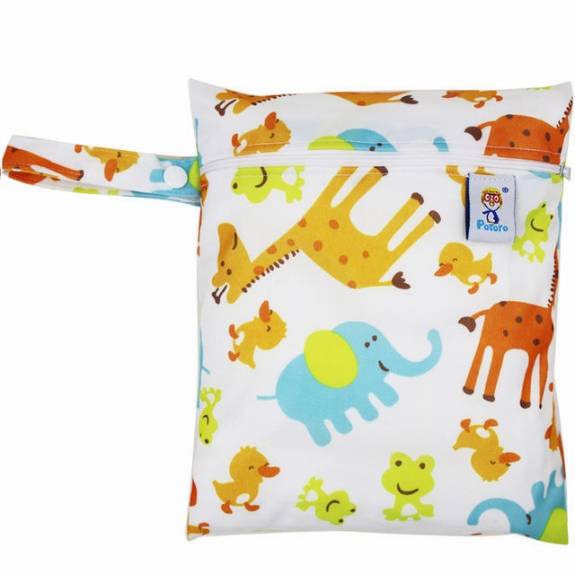 Waterproof Reusable Wet Bag Printed Pocket Nappy Bags PUL Travel Wet Dry Bags Mini Size 25x20cm Diaper Bag