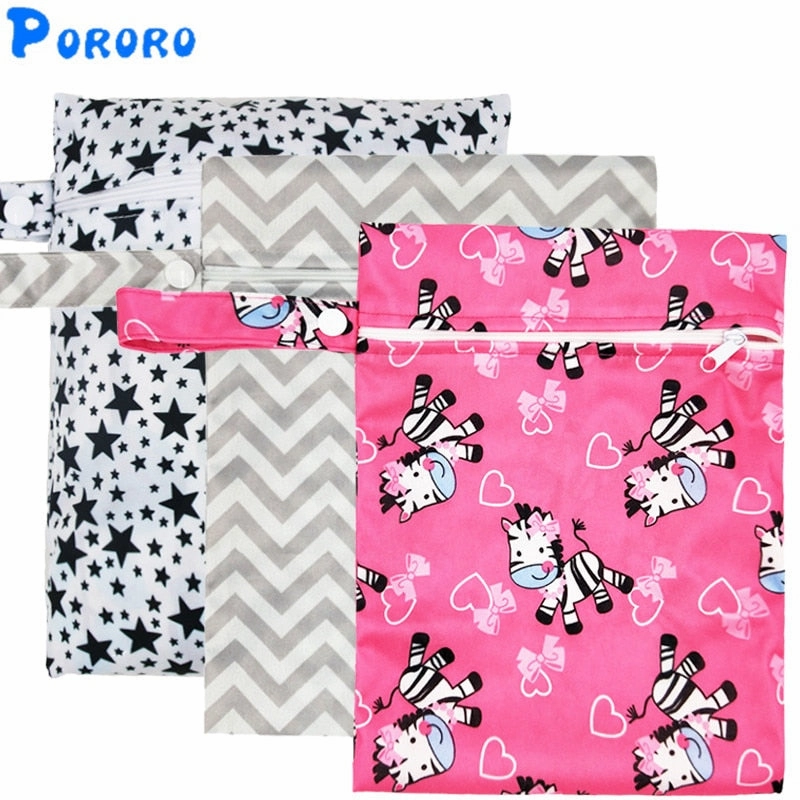 Waterproof Reusable Wet Bag Printed Pocket Nappy Bags PUL Travel Wet Dry Bags Mini Size 25x20cm Diaper Bag