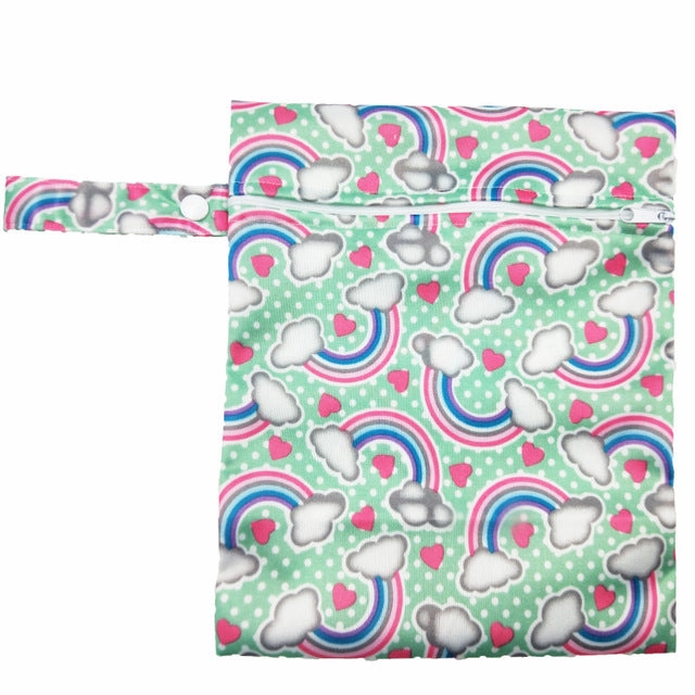 Waterproof Reusable Wet Bag Printed Pocket Nappy Bags PUL Travel Wet Dry Bags Mini Size 25x20cm Diaper Bag