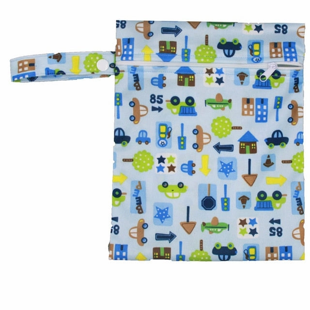 Waterproof Reusable Wet Bag Printed Pocket Nappy Bags PUL Travel Wet Dry Bags Mini Size 25x20cm Diaper Bag