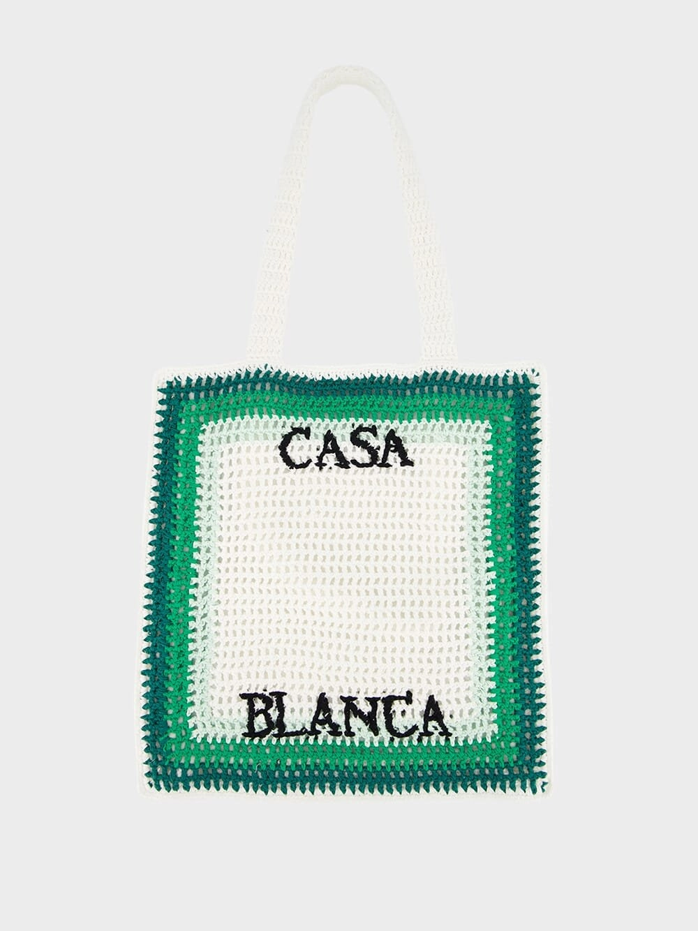 White and Green Crochet Tote
