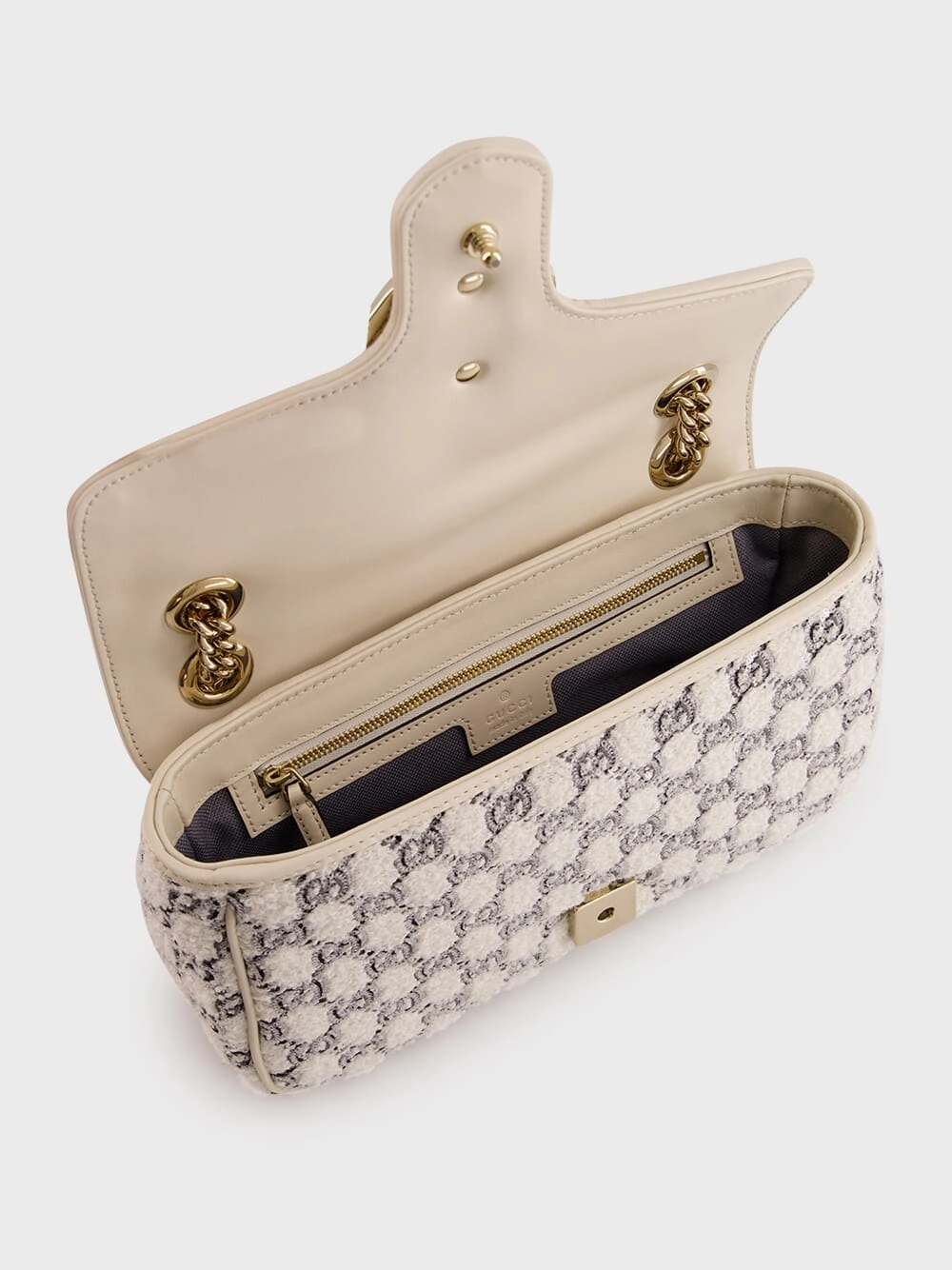 White GG Marmont Small Shoulder Bag