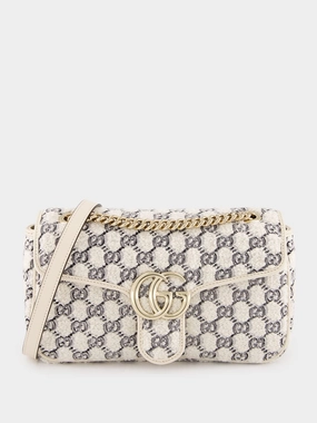 White GG Marmont Small Shoulder Bag
