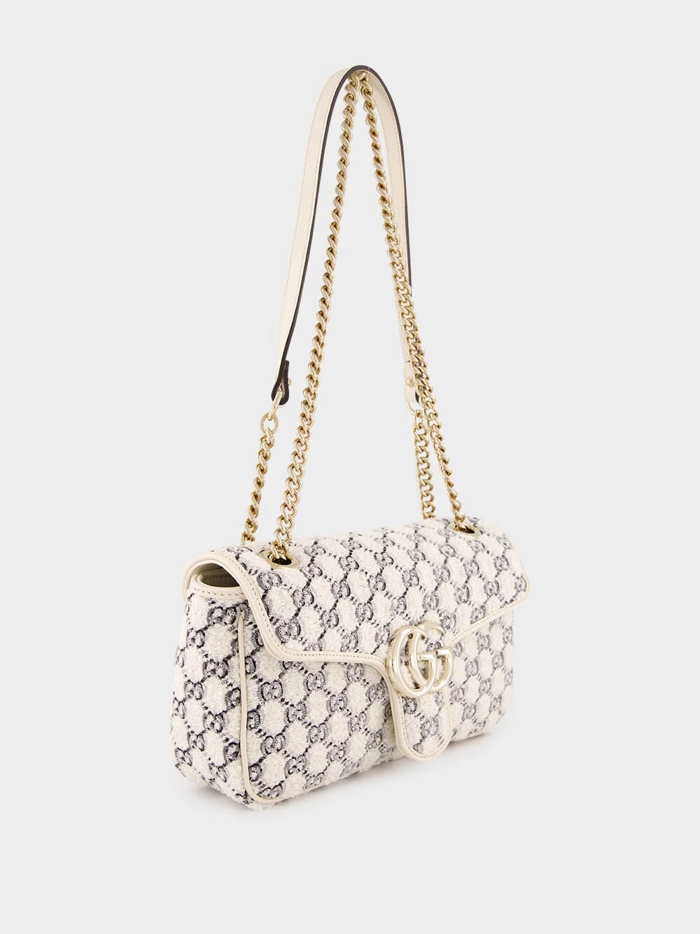 White GG Marmont Small Shoulder Bag