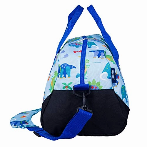 Wildkin Kids Overnighter Duffel Bags for Boys & Girls, Measures 18 x 9 x 9 Inches Duffel Bag for Kids, Carry-On Size & Ideal for School Practice or Overnight Travel, BPA-free (Dinosaur Land)