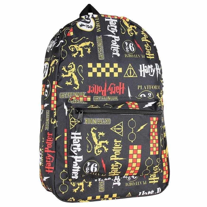 Wizarding World of Harry Potter Backpack Gryffindor Hogwarts Icons Laptop Travel Backpack - One Size