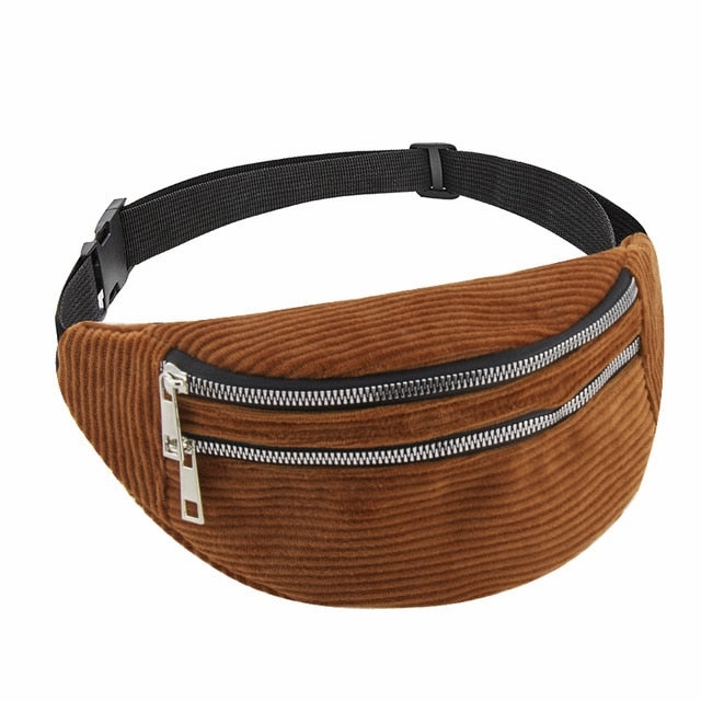 Women Corduroy Waist Bag Ladies new Designer Canvas Fanny Pack Fashion travel Money Phone Chest Banana Bag Female Bum Belt Bags