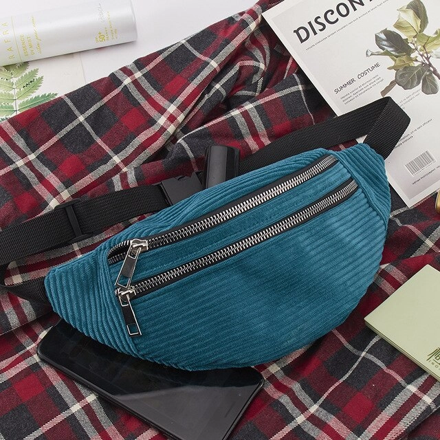 Women Corduroy Waist Bag Ladies new Designer Canvas Fanny Pack Fashion travel Money Phone Chest Banana Bag Female Bum Belt Bags