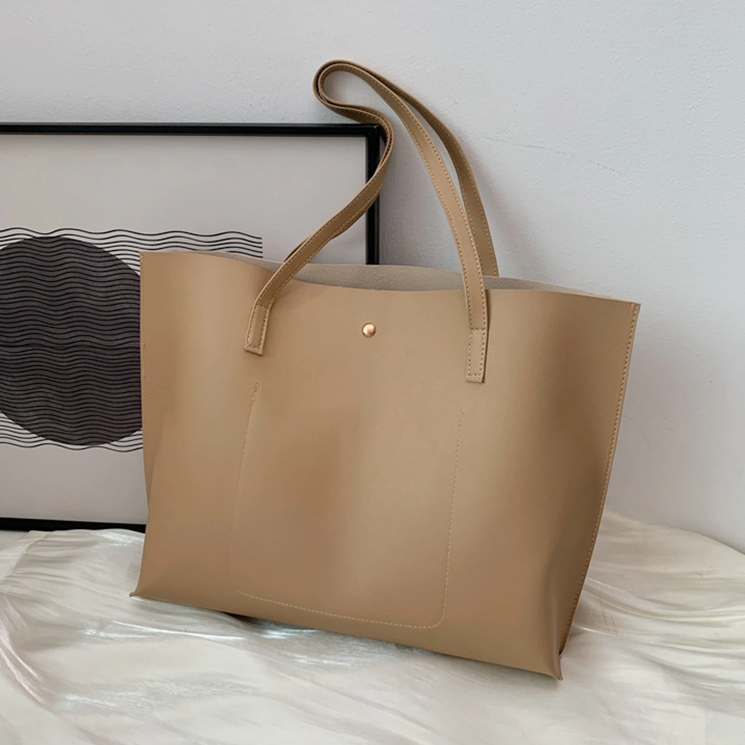 Women's Soft Faux Leather Tote Shoulder Bag
