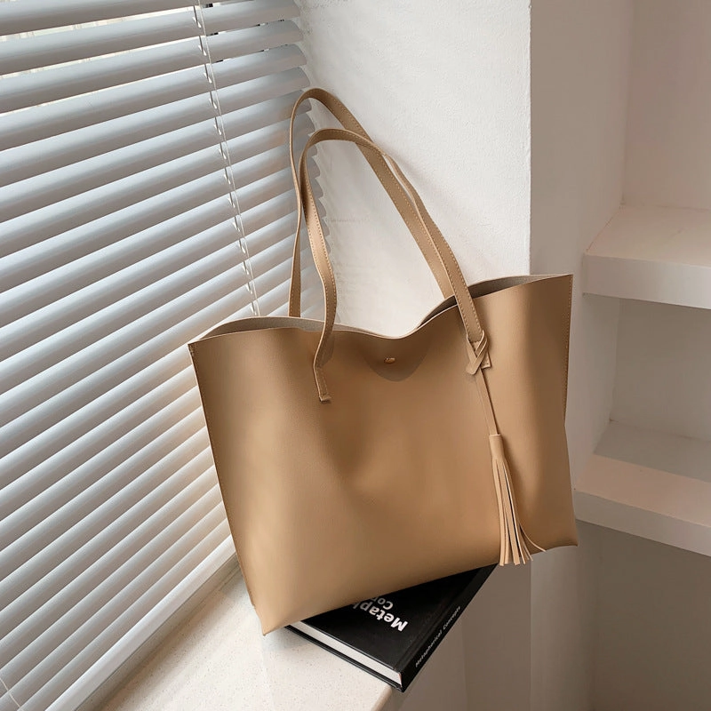 Women's Soft Faux Leather Tote Shoulder Bag
