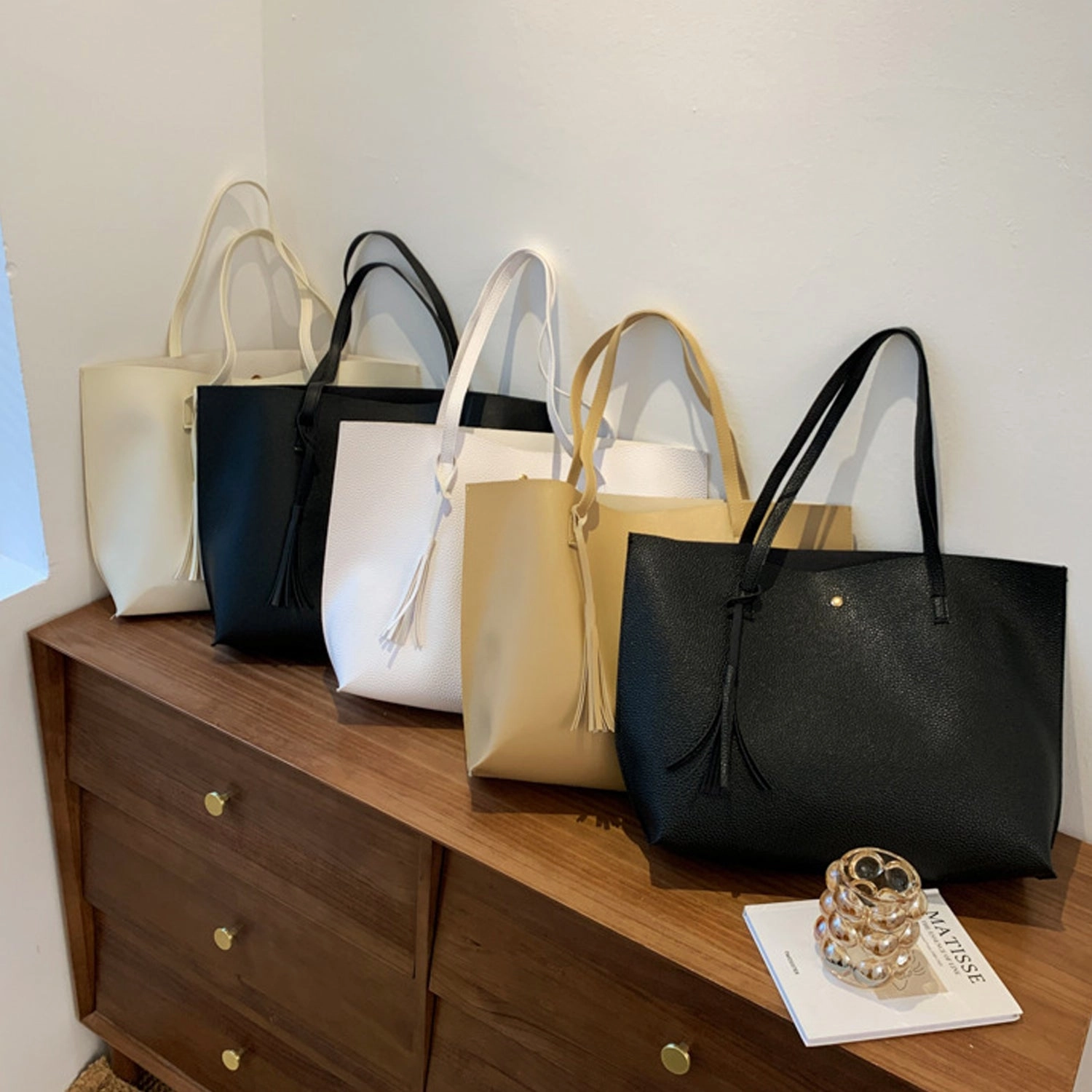 Women's Soft Faux Leather Tote Shoulder Bag
