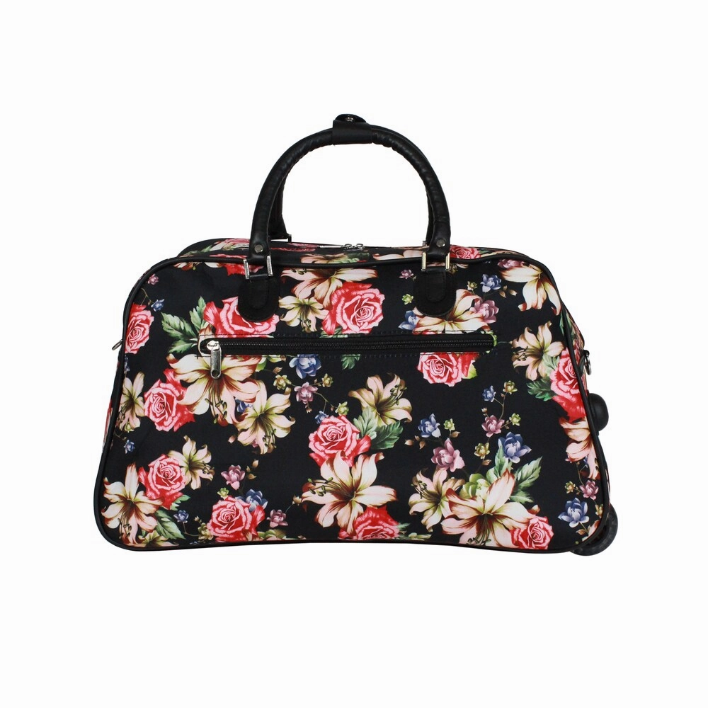 World Traveler Flower Bloom 21-Inch Carry-On Rolling Duffel Bag